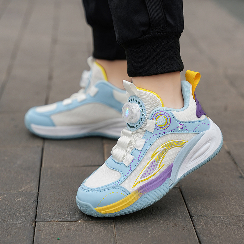 Niñas 2025 nuevas zapatillas deportivas de otoño para niños respirantes de malla de botones de niños grandes zapatos casuales de papá
