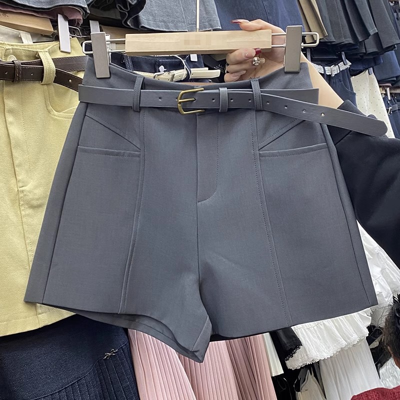 Design Sense Pocket Casual Suit Shorts Women's 2025 Spring and Summer New High Waist Slimming Elegant Wide Leg Pants