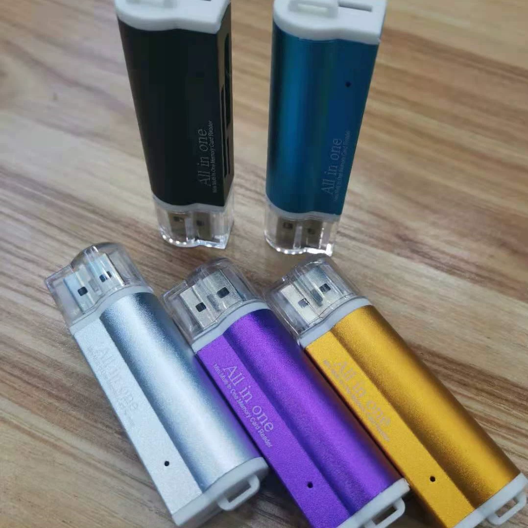 Siheyi USB2.0 card reader TF/MS/SD/M2 four-slot aluminum alloy lighter type memory card