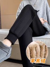 羊羔绒保暖一体绒棉裤秋冬加绒加厚卫裤女束脚哈伦裤运动休闲女