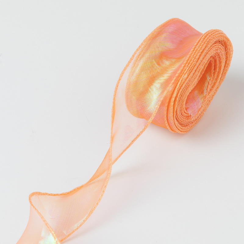 Cinta floral al por mayor 4cm borde dorado colorido ramo arco onda hilo llano cinta flor material de embalaje