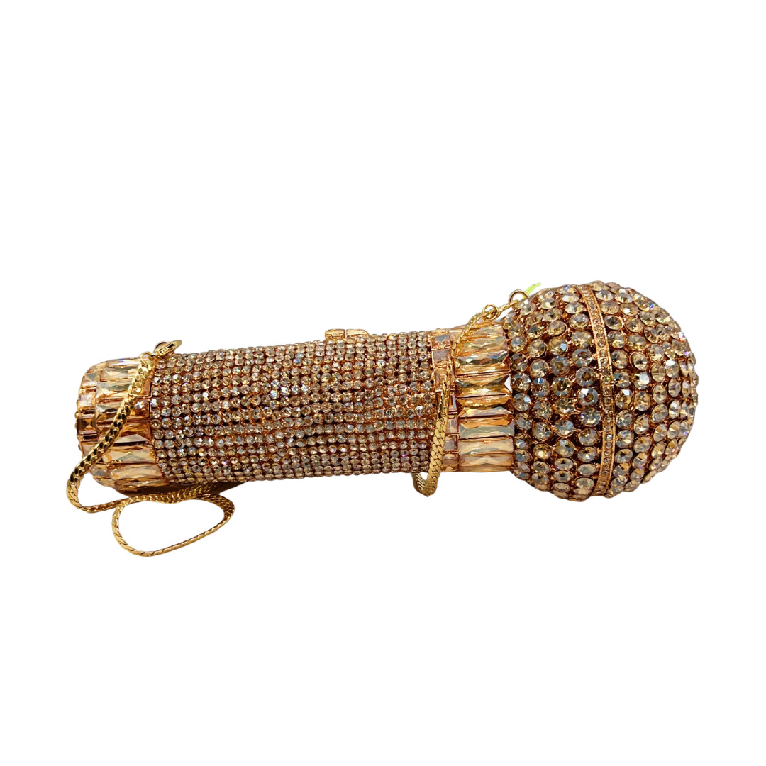 Clutch nữ đính đá dạ hội kiểu micro cầm tay — bạc, màu vàng, Vàng AB, màu nâu chi tiết 3