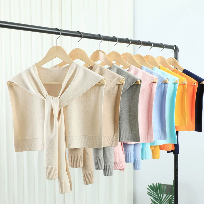 Однотонная Вязаная Шаль, женская уличная одежда в западном стиле, весна и осень, новый шарф на плечо и шею в Корейском стиле с кондиционером