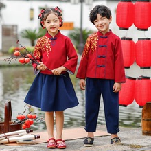 男童国学服新女童中国风古装书童演出服装三字经儿童公子朗诵汉服