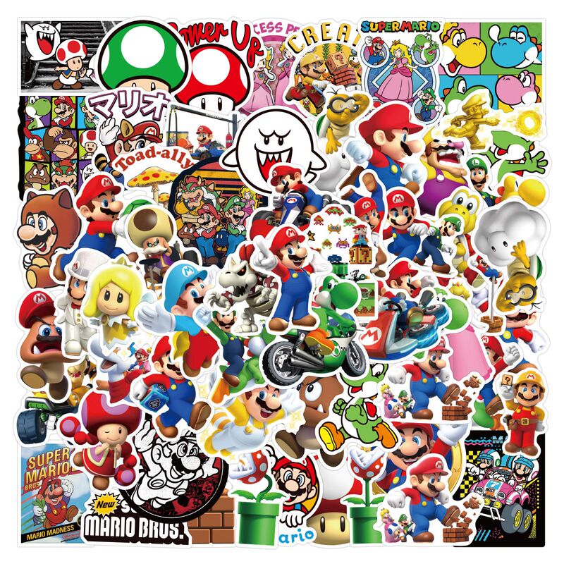 50 Super Mario Stickers for Decorating Journals, Stationery, Water Bottles, and Computers, Waterproof Stickers