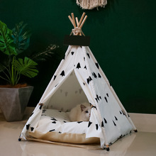 跨境可折叠宠物帐篷 透气松木宠物窝宠物垫中型犬狗狗用品