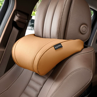 Support, Car Neck Pillow, Headrest - little-k-litchi-pattern-amber-brown-neck-pillow-1-piece