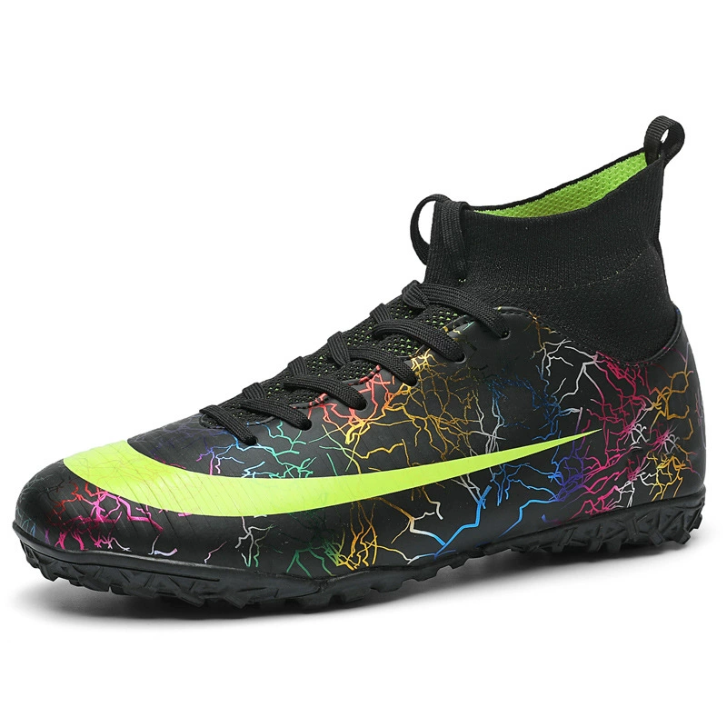 Новые трансграничные мужские и женские дышащие Профессиональные высокие футбольные бутсы, студенческие тренировочные кроссовки для взрослых с плоским Гвоздем и сломанным гвоздем