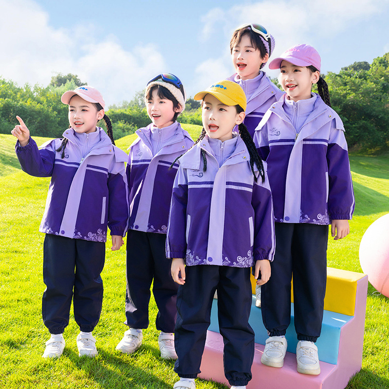 幼儿园园服小学生秋冬可拆卸校服冲锋衣三件套运动服男女童班服