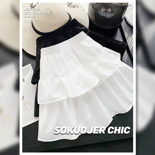 高品质双层花边甜美蛋糕裙高腰遮胯设计显瘦半身裙女韩版蓬蓬短裙