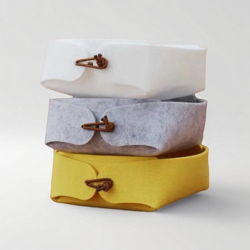 Caja de almacenamiento de escritorio de fieltro plegable de estilo japonés bandeja de almacenamiento de artículos diversos del hogar cesta de almacenamiento caja de almacenamiento