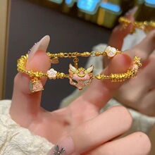 沙金珐琅狐狸面具盘缠手链女新款时尚手串高级感小众设计厂家批发