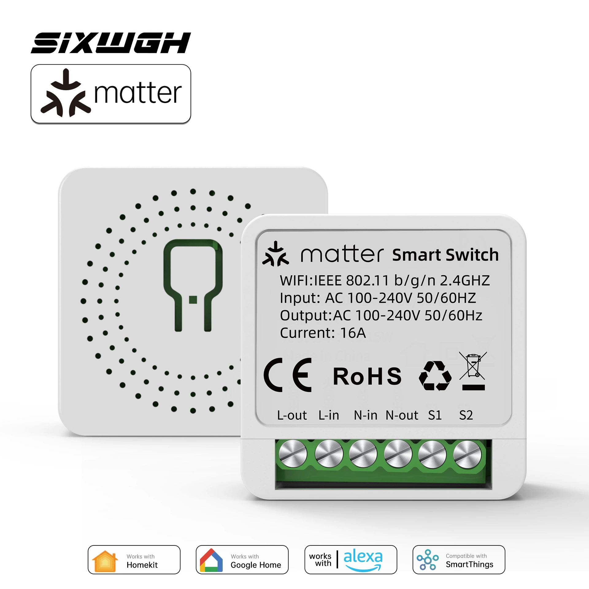 MATTER Porter Dark Box Умный выключатель Wi-Fi