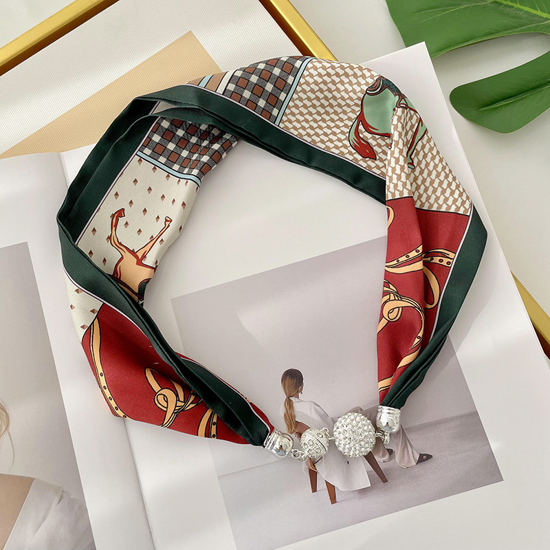 Nueva hebilla magnética bufanda collar cuello decoración perezoso multi-funcional bufanda elegante todo-fósforo correa de muñeca bufanda decorativa banda de pelo