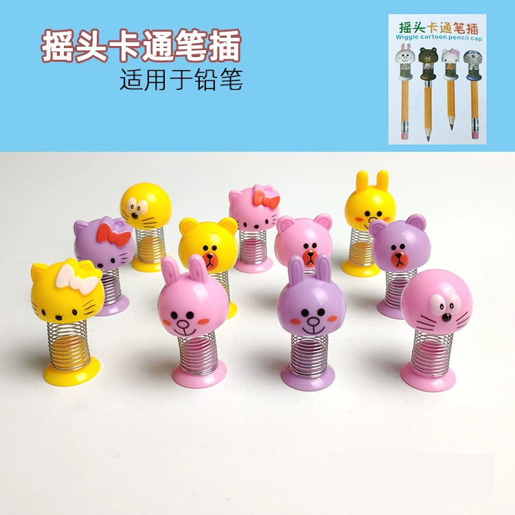 Детская маленькая игрушка весенний мультфильм качающаяся голова кукла карандаш украшение держатель для ручки Ручка Вилка кукла маленький подарок оптовая продажа с фабрики