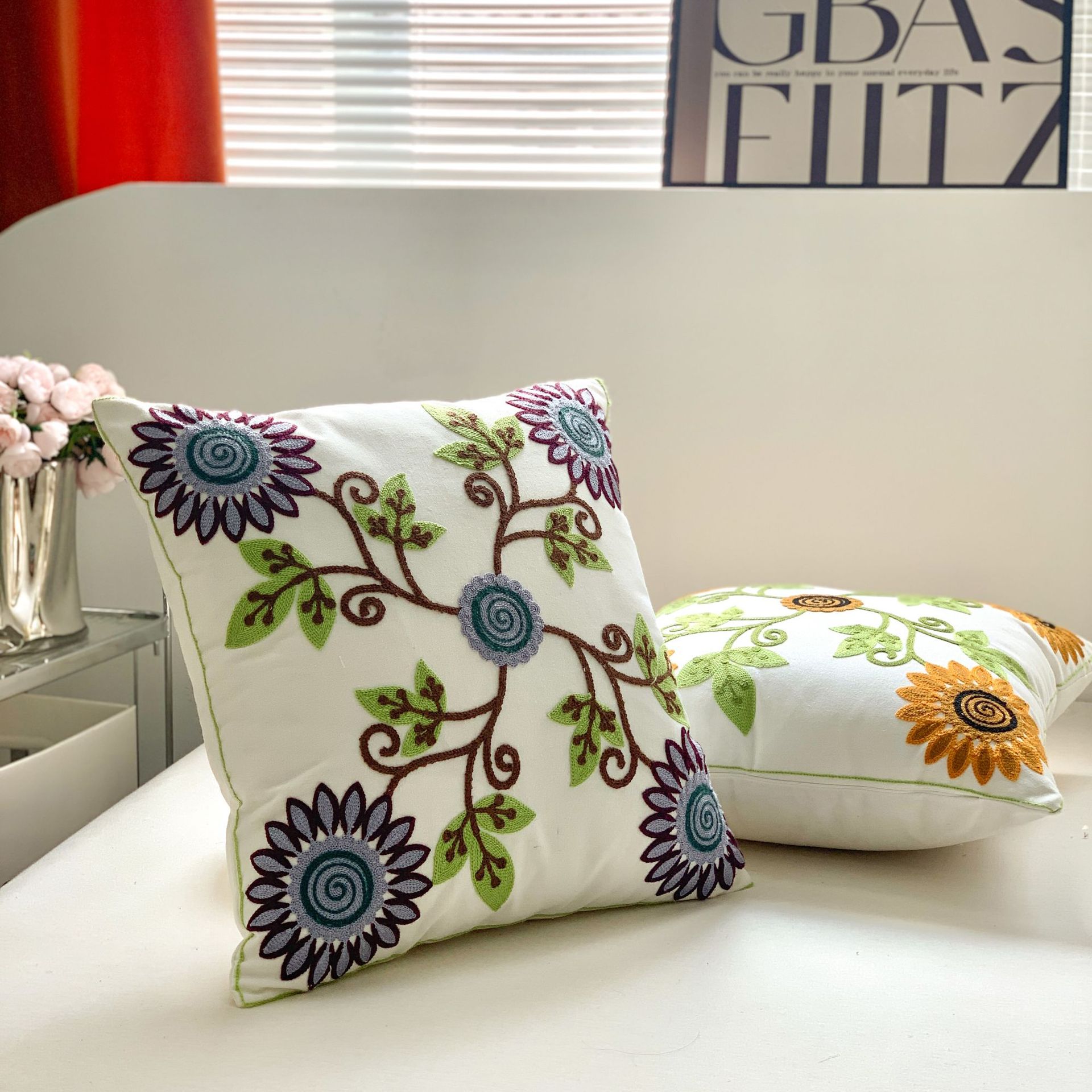 Vacation Flower Cotton And Linen Throw Pillow display picture 6