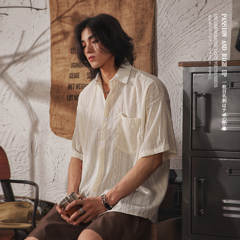 Japanese retro small design ethnic shirt for leisure
