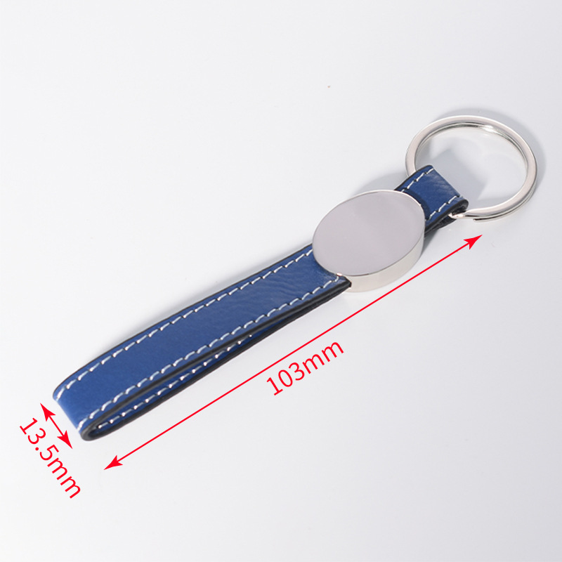 Transfronterizos en blanco spot embrión láser de cuero llavero de metal cuero colgante de automóvil personalizado regalos de negocios de alta calidad