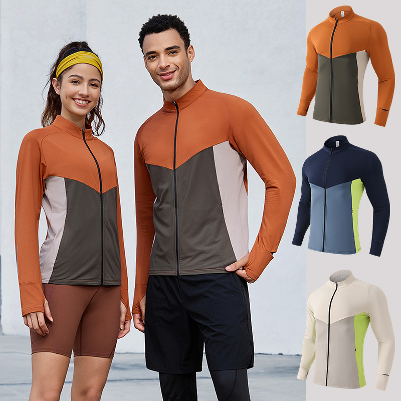Outdoor Sports Long-Sleeved Clothes 2025 New Autum Sports Casual Cycling Tops Fashionable Contrasting Color Couple Wear