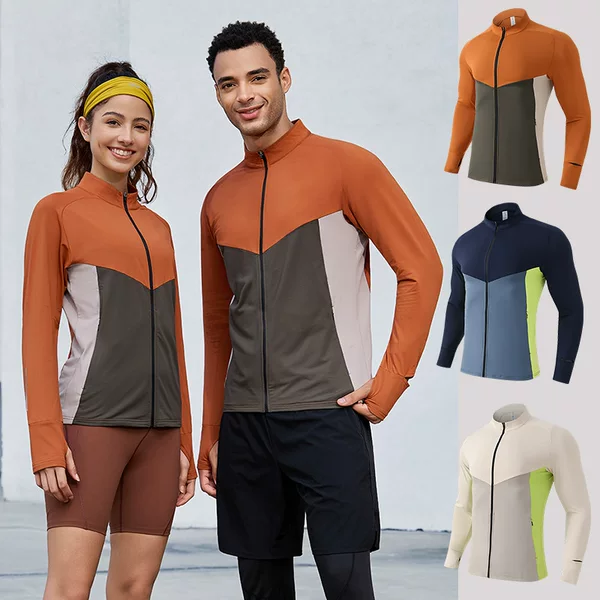 Outdoor Sports Long-Sleeved Clothes 2025 New Autum Sports Casual Cycling Tops Fashionable Contrasting Color Couple Wear