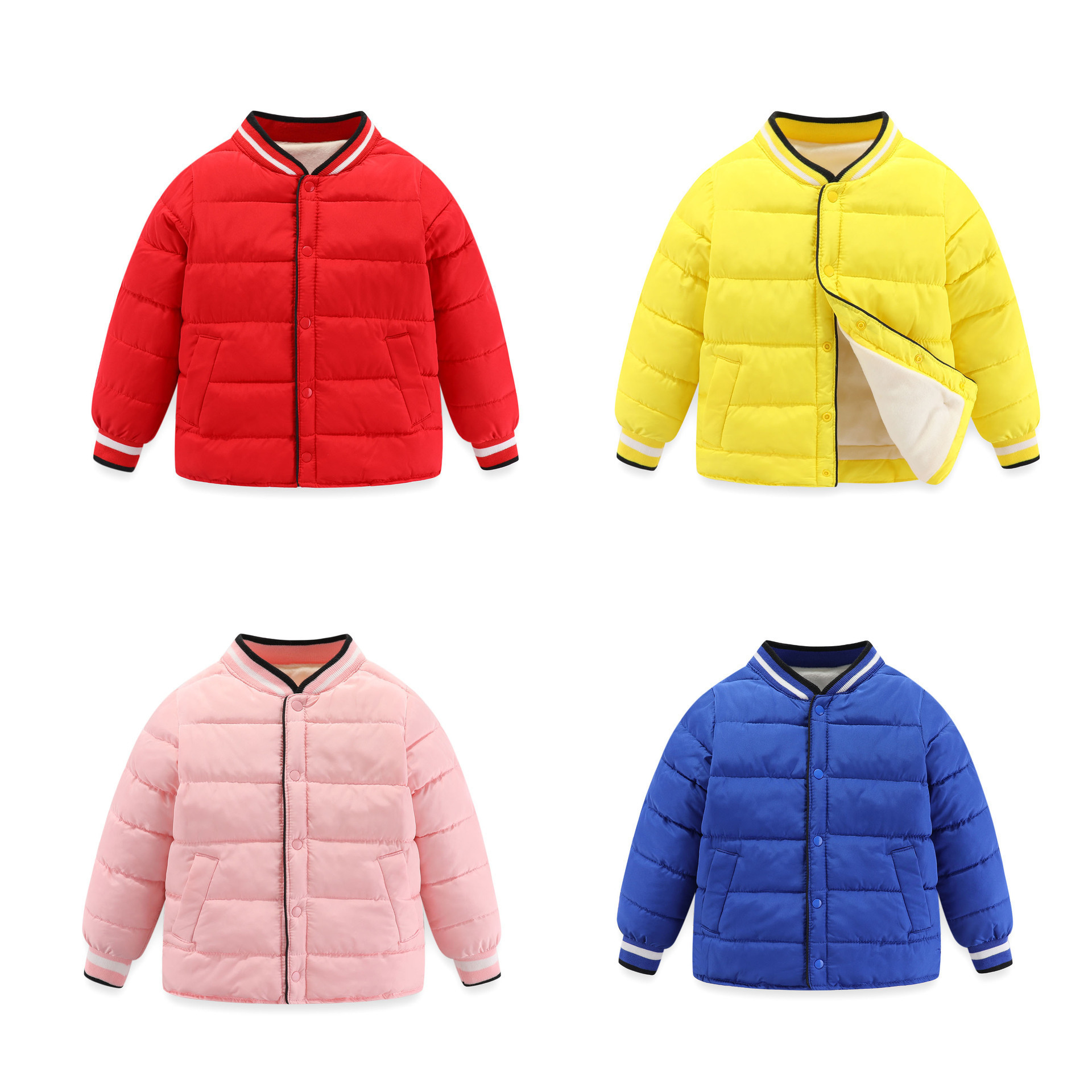 Ropa infantil anti-temporada ropa de algodón bebé ropa de plumón niñas niños linas de color sólido ligeras