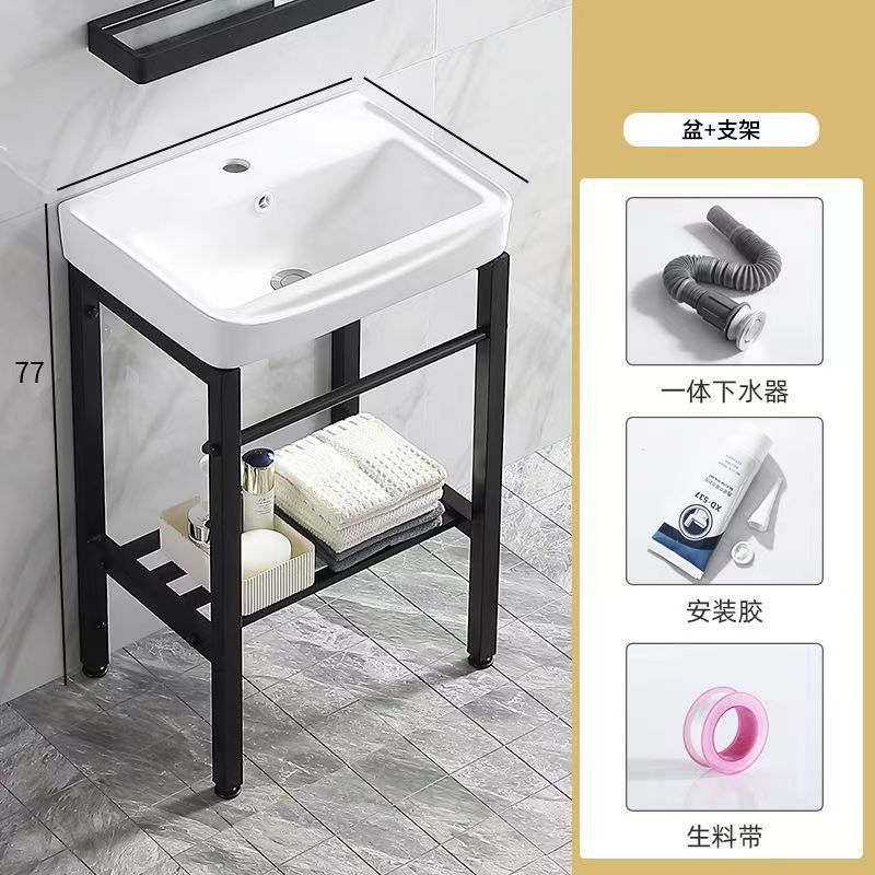 防锈卫生间易清洁小户型简装公寓落地式工程酒店洗手盆陶瓷一体盆|undefined
