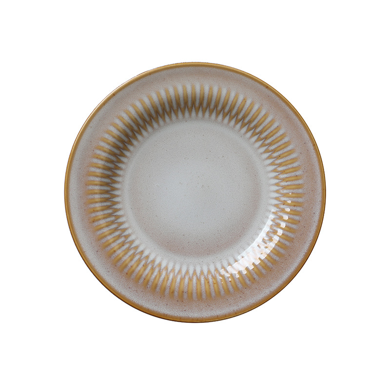 [Artículo Único de la Familia Lu] Plato Creativo para Desayuno [Cerámica de Alta Gama] Plato Blanco con Color Bajo la Esmaltada