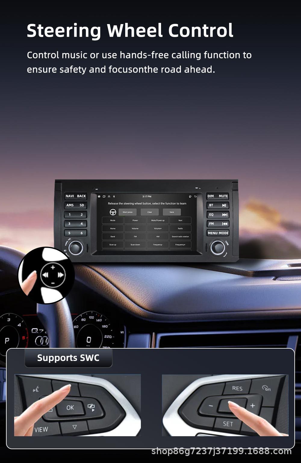 Suitable for BMW 5 Series E39 X5 E53 7inch Car-mounted central control large screen navigation reversing camera Bluetooth radio