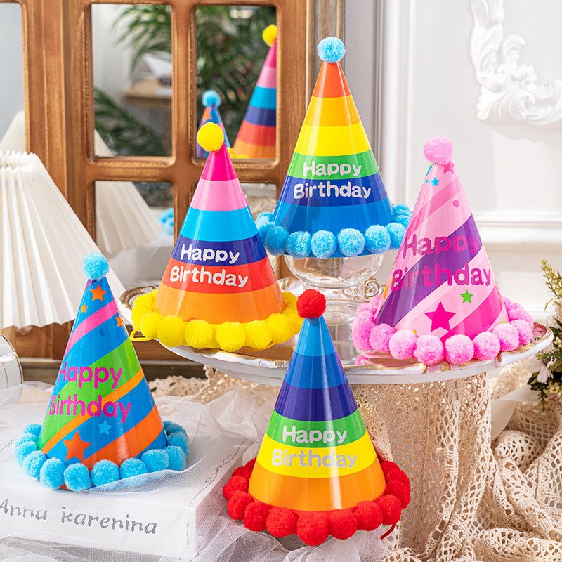 Factory Wholesale Daily Use Birthday Hat Party Decoration Hat Birthday Hat White Card Paper Hat Birthday Decoration Supplies