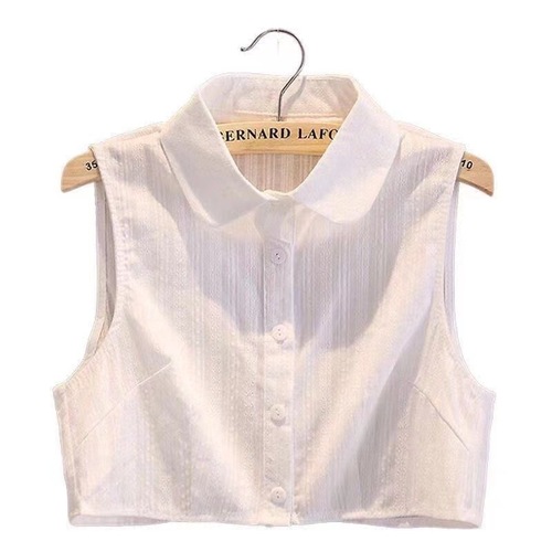 Pleated collar children's autumn and winter solid color individually packaged collar white baby collar t-shirt sweater versatile collarless shirt