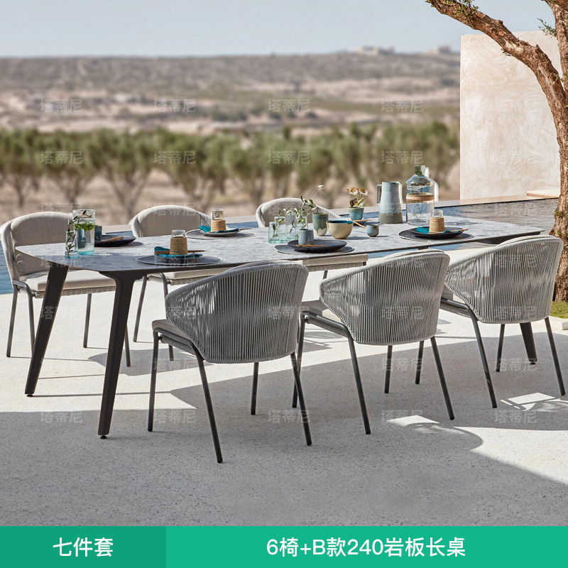 Ocio al aire libre mesa y silla al aire libre balcón simple moderno impermeable protector solar hotel al aire libre jardín Villa patio Silla de ratán