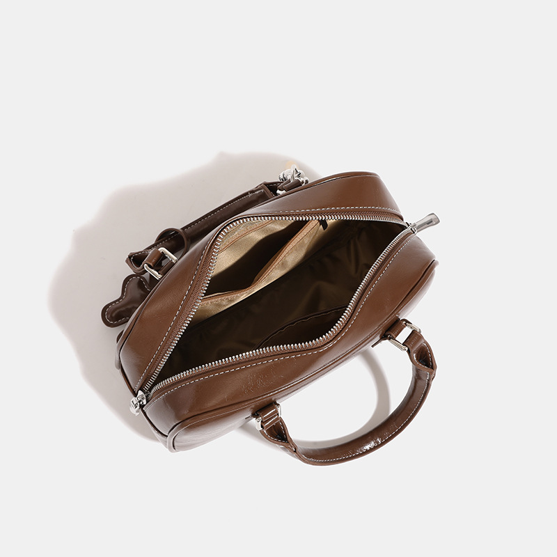 Bolso de tostado de textura avanzada bolso de boliche pequeño bolso de boliche mujer otoño e invierno nicho Boston bolso de hombro único mujer