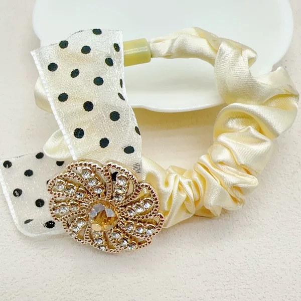 Butterfly rhinestone scrunchie colorful hair accessory, fashionable chiffon hair tie, elegant hair rope, 1-2 yuan store supply