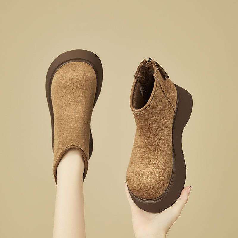 Snow Boots Thick-Soled Heightening Birkenstock Shoes Women's Boots 2025 Winter New Velvet Warm Anti-Slip Cotton Boots Short Boots