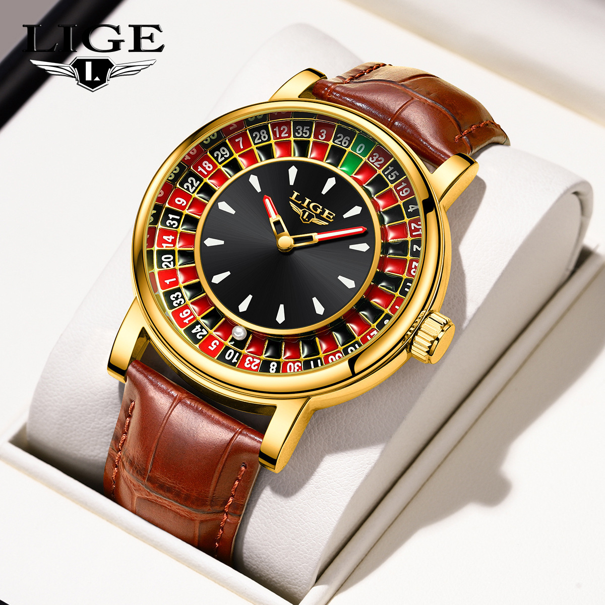 Cross-border foreign trade new roulette men's watch personality niche trend luminous waterproof belt quartz watch wholesale