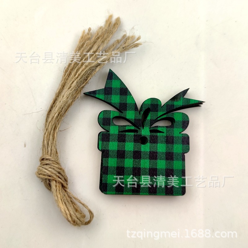 33 modelos de cuadros verdes y negros serie navideña piezas de madera colgante de decoración navideña se pueden combinar libremente 10 piezas en un paquete