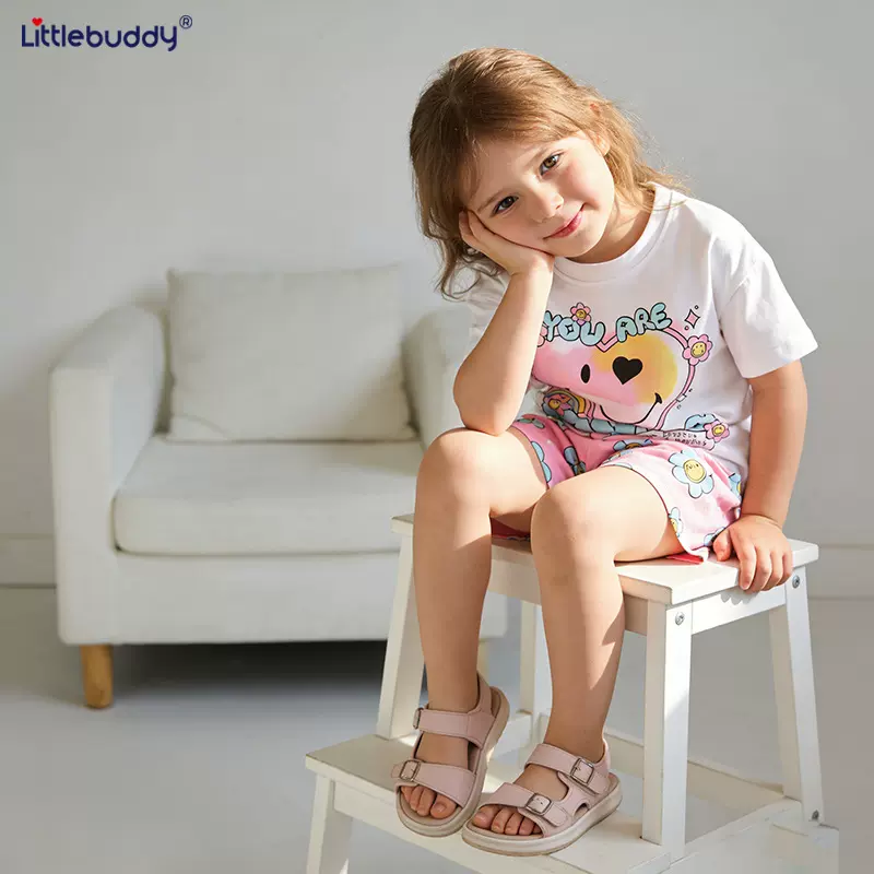 跨境女童睡衣套装夏装新款欧美中小童可爱小女孩休闲两件套