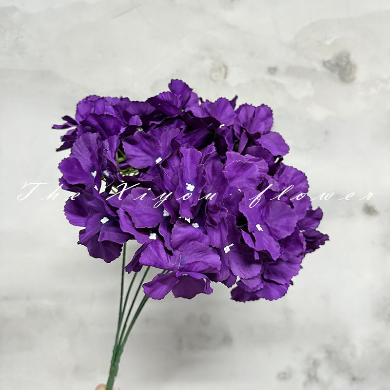 수국 다발 5개 - 진한 보라색