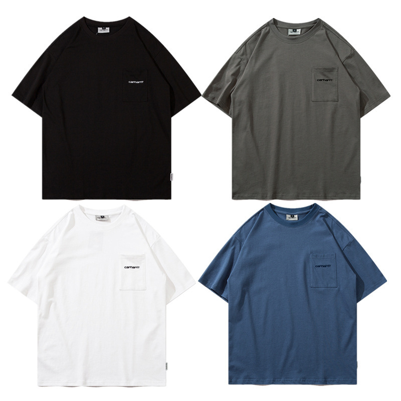 Carhartt Flap Pocket Pants Letter Embroidery Loose Youth Couple Round Neck Pullover Casual Work Clothing Ins Short Sleeves Carhartt Flap Pocket Pants Letter Embroidery Loose Youth Couple Round Neck Pullover Casual Work Clothing Ins Short Sleeves