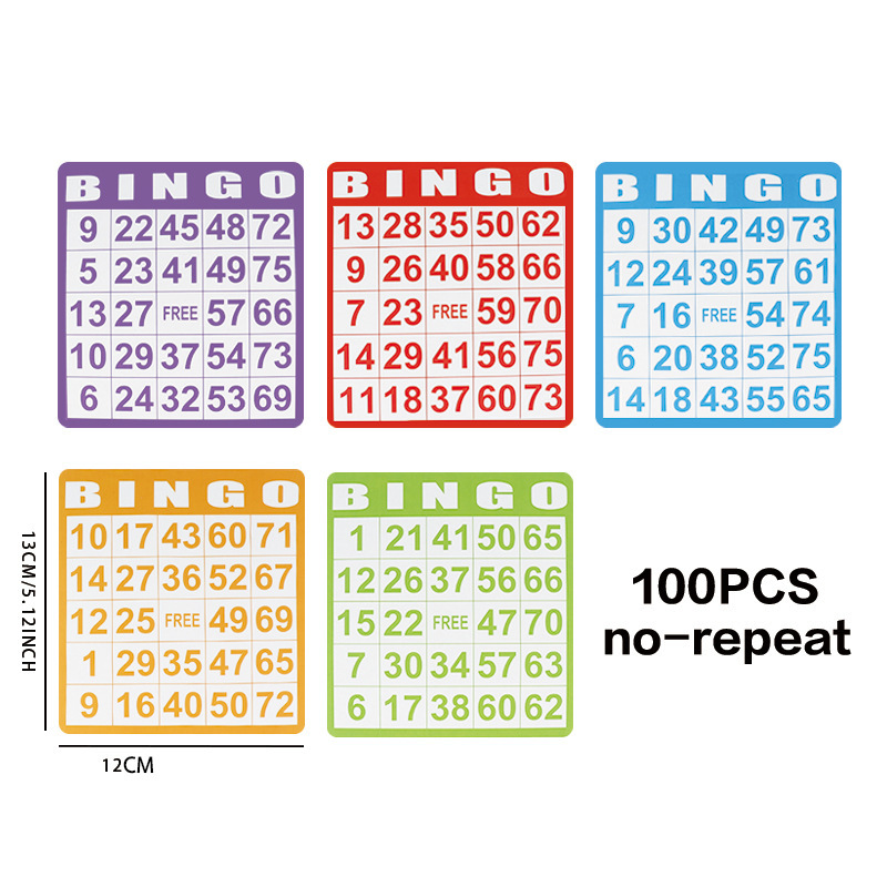 100 Pieces of 5-Colorful Bingo Game Card Set Bingcard Multi-Person Interactive Game Card Board Game Colorfulful Paper Card 100 Pieces of 5-Colorful Bingo Game Card Set Bingcard Multi-Person Interactive Game Card Board Game Colorfulful Paper Card