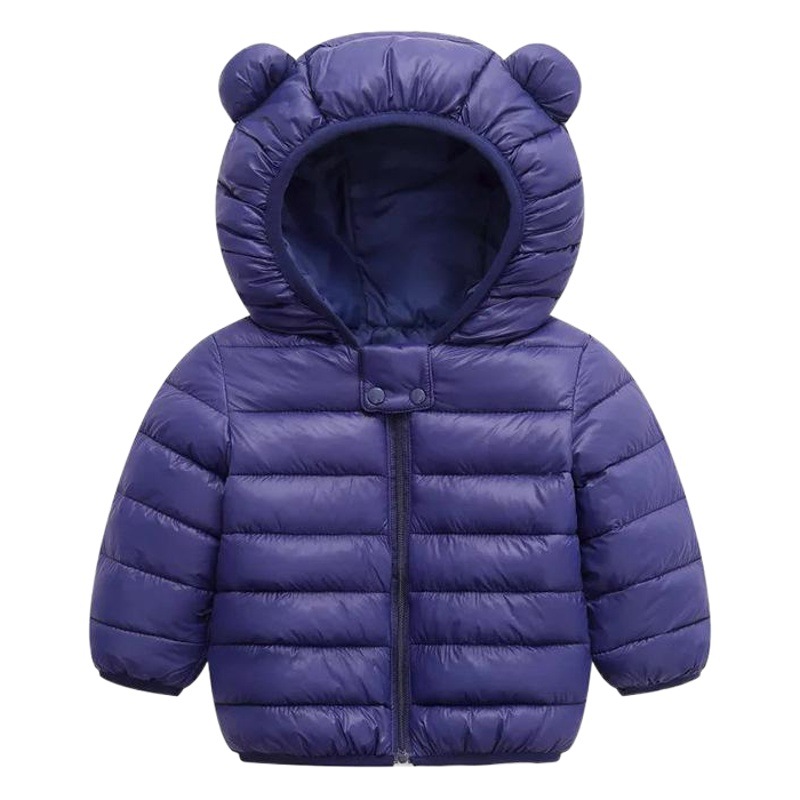 Fuera de temporada de otoño e invierno Chaqueta ligera acolchada de algodón para niños y niñas Chaqueta ligera acolchada de algodón para orejas de color sólido