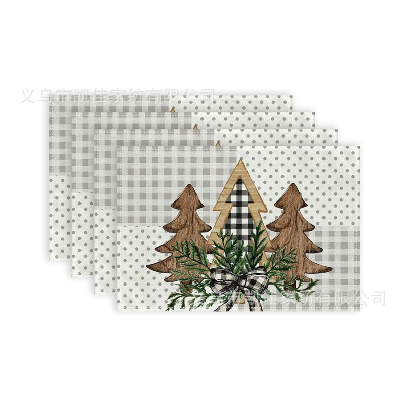 アマゾンの人気爆発クリスマスクリスマスツリーの食事マット家庭装飾キッチンテーブルの亜麻印|undefined