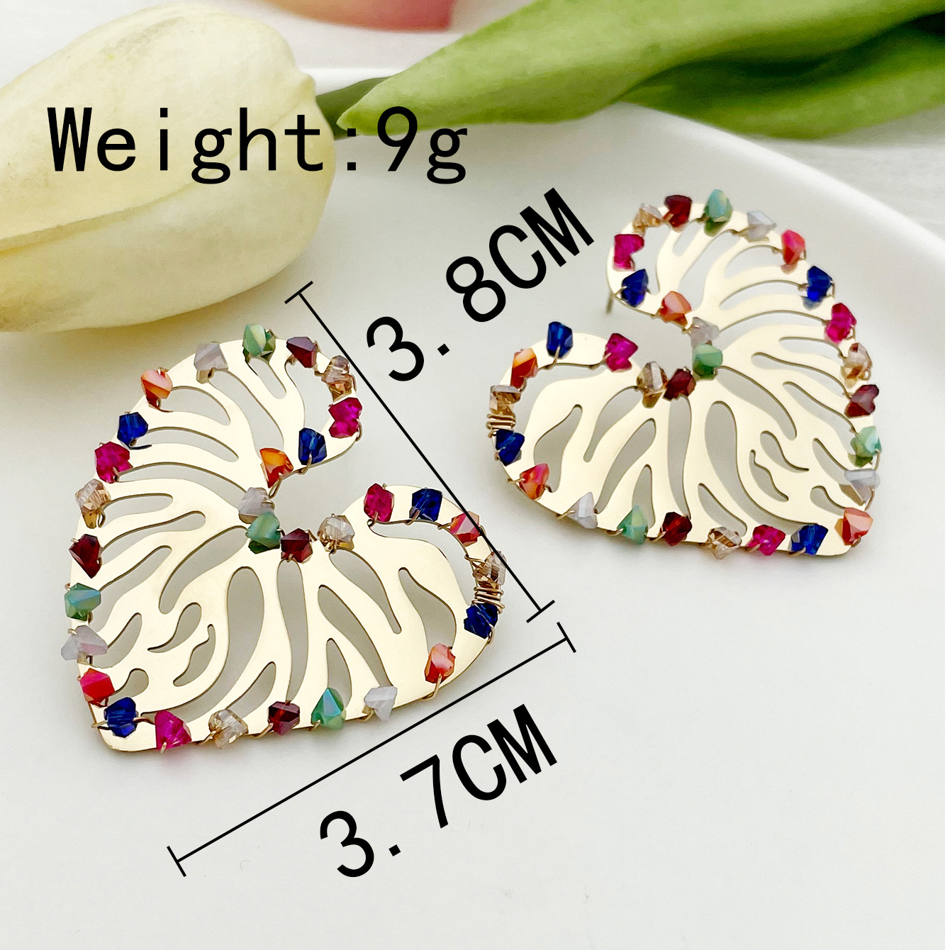 1 Pair Classic Style Roman Style Heart Shape Stainless Steel Gravel Plating Ear Studs display picture 4