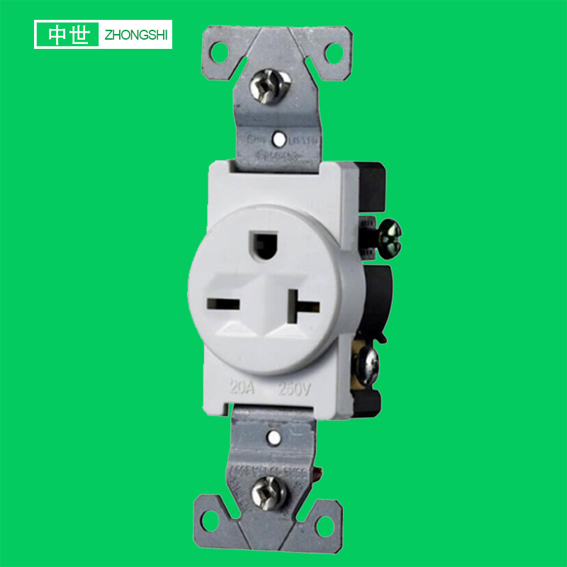 墙壁式插座自接地 125V/20A家装暗装美规插座带铁支架6-15P 6-20P