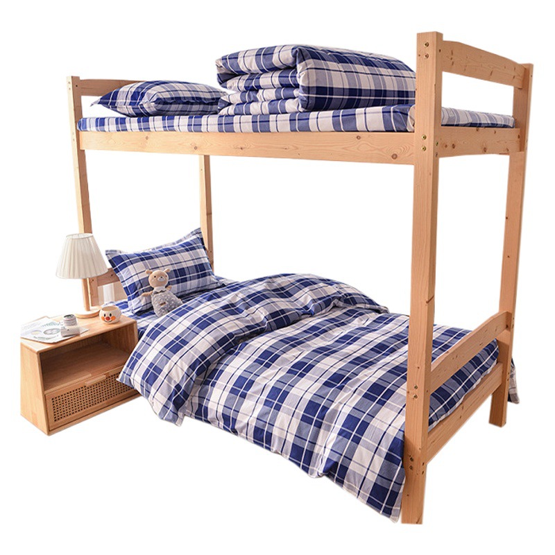 Juego de sábanas y funda nórdica de tres piezas, sábana ajustable de clase A, cama individual de dormitorio de algodón puro, ropa de cama escolar, ropa de cama para estudiantes