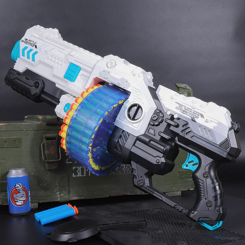 Xionghai Toys Boys 30 ráfaga eléctrica Pistola de balas suave automática Regalo para niños Blaze Flame Caja de regalo XH9963