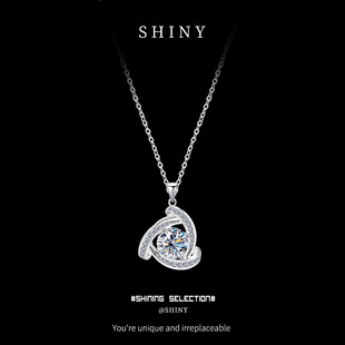 Live Streaming Pure Silver Necklace for Women Clavicle Korean and Japanese Simple Jewelry Four-Leaf Clover S925 Moissanite Pendant Gift for Girlfriend