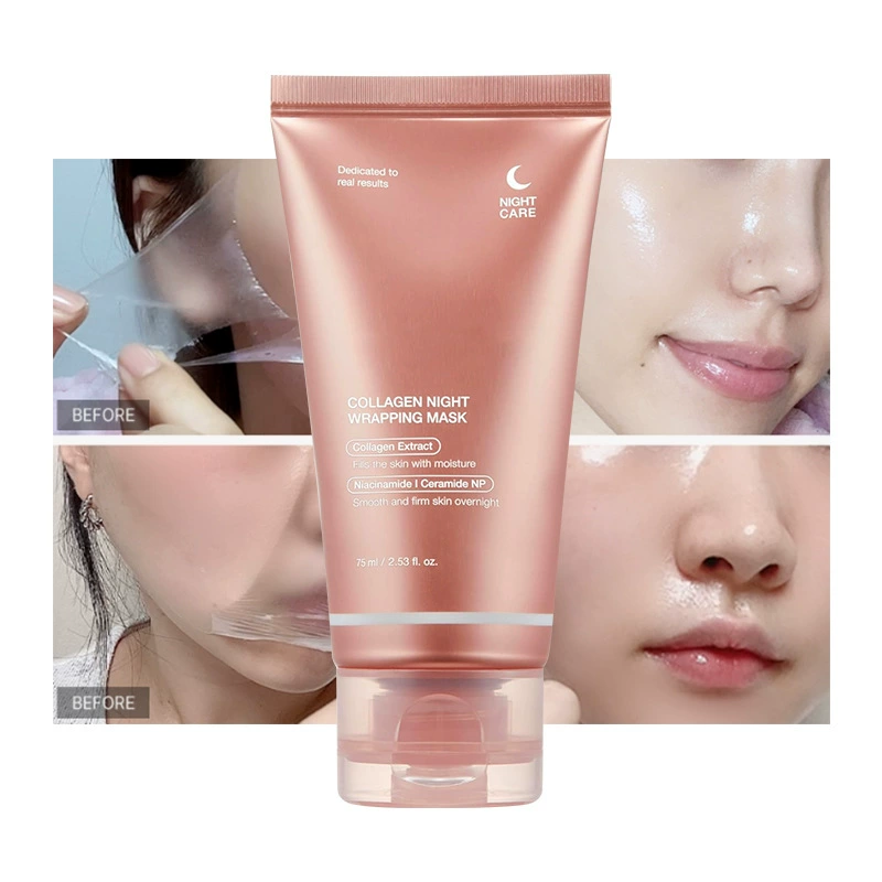 Collagen Night Wrapping Mask (KLRANKO) 75 ml — Moisturizing, Soft Exfoliating, With Applicator