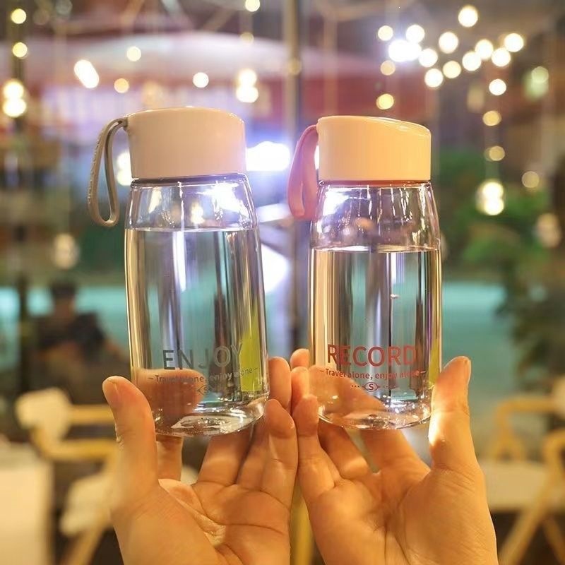 Korean-Style Ins-Style Simple Water Bottle, Portable and Drop-Resistant, Fresh and Cute Plastic Cup for Girls and Students, High-Value Space Cup