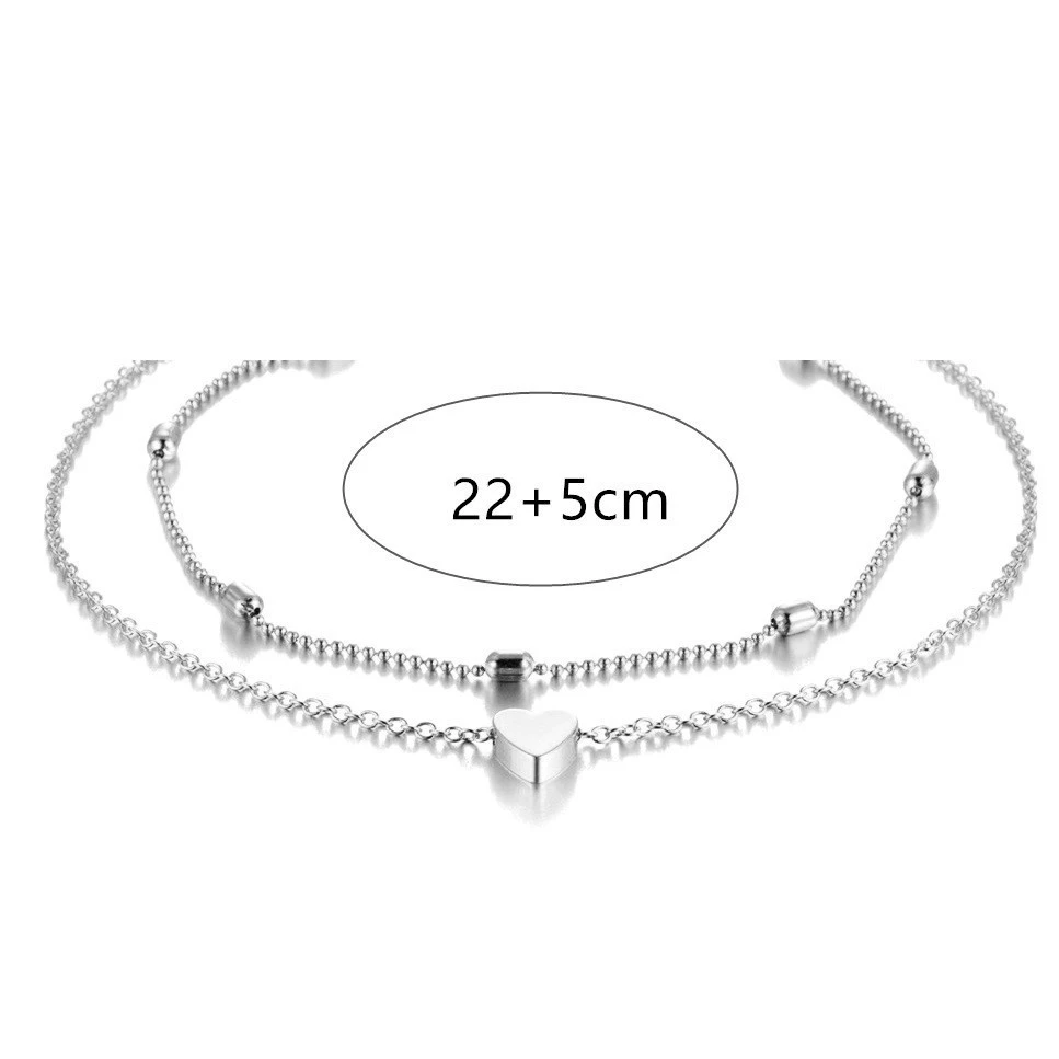 Ankle Bracelet, Boho Japanese–Korean Style, 22+5 cm, Gold or Silver
